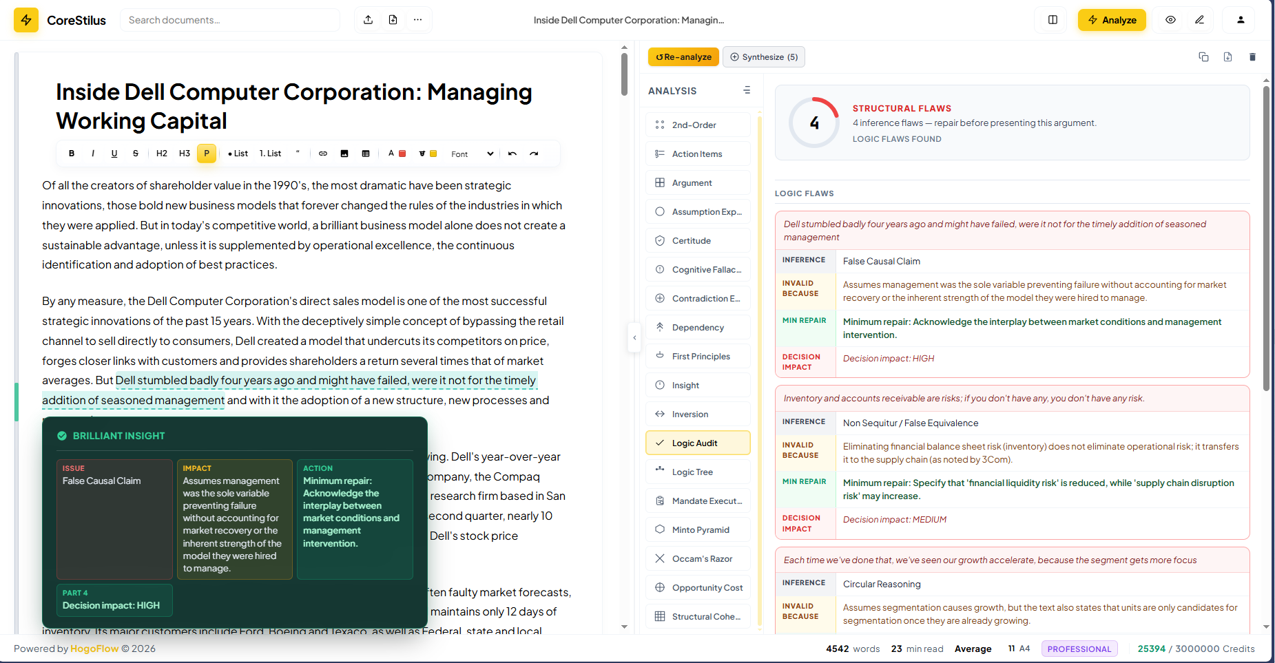CoreStilus operating system for thinking — extracting logical structure from complex documents